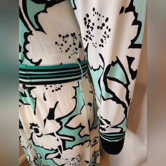 New York and Company Mint Black Belt Tie Floral Easter Spring Dress, Small - Picture 5 of 13